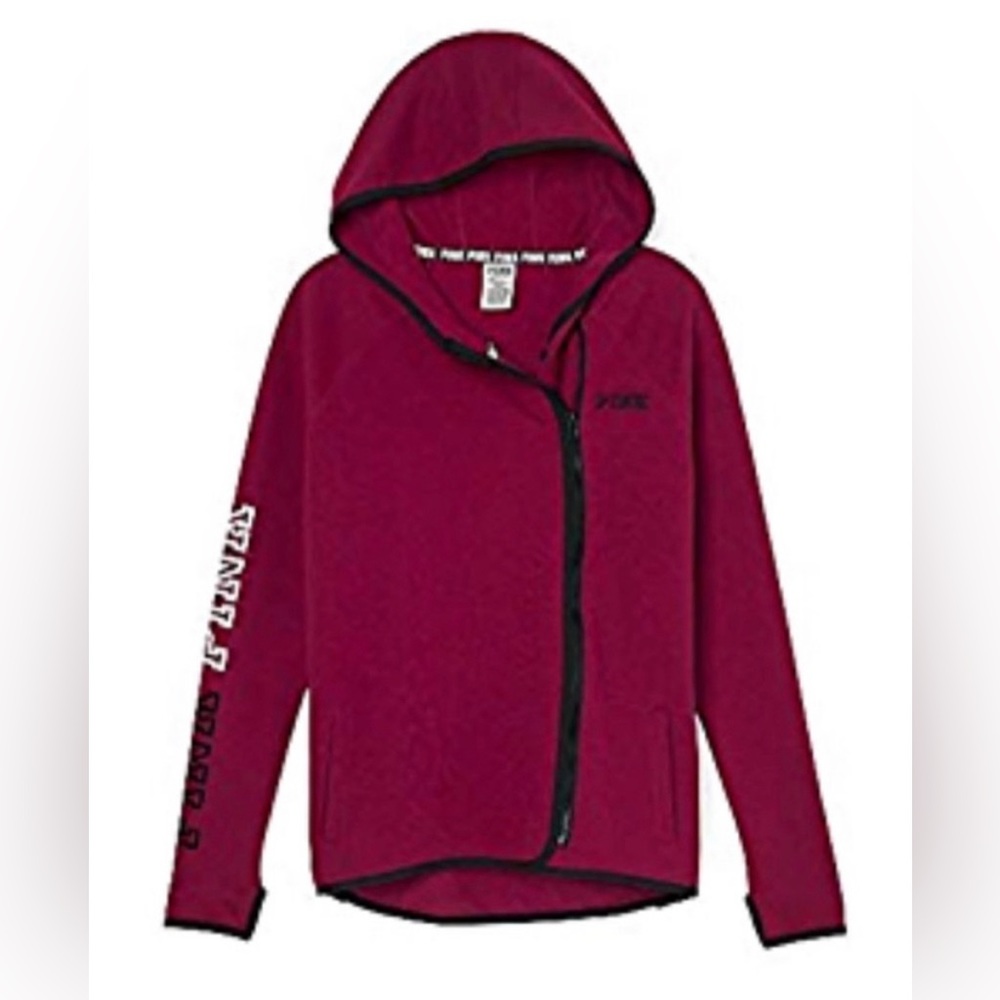 Victoria’s Secret PINK Burgundy Asymmetrical Full Zip Jacket Hoodie